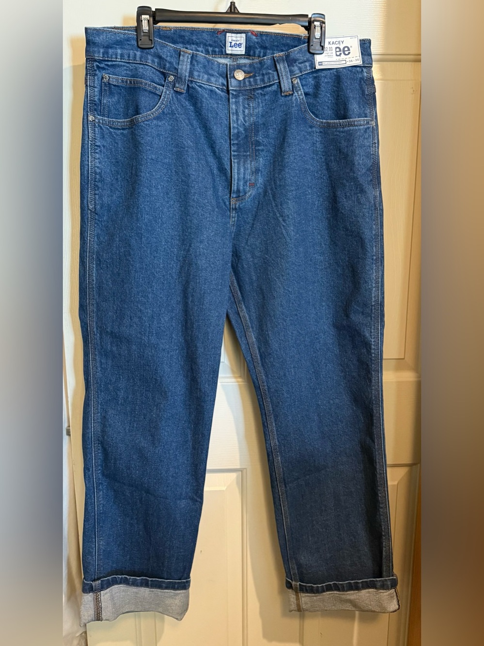 Lee Men's Straight Relaxed Jeans in Stone Wash Blue Denim